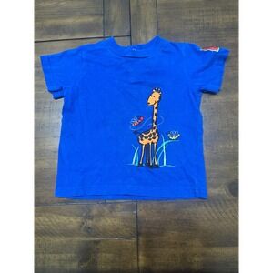 Vintage Basic Editions Boys Royal Blue Giraffe Embroidered TShirt 18M Nostalgic